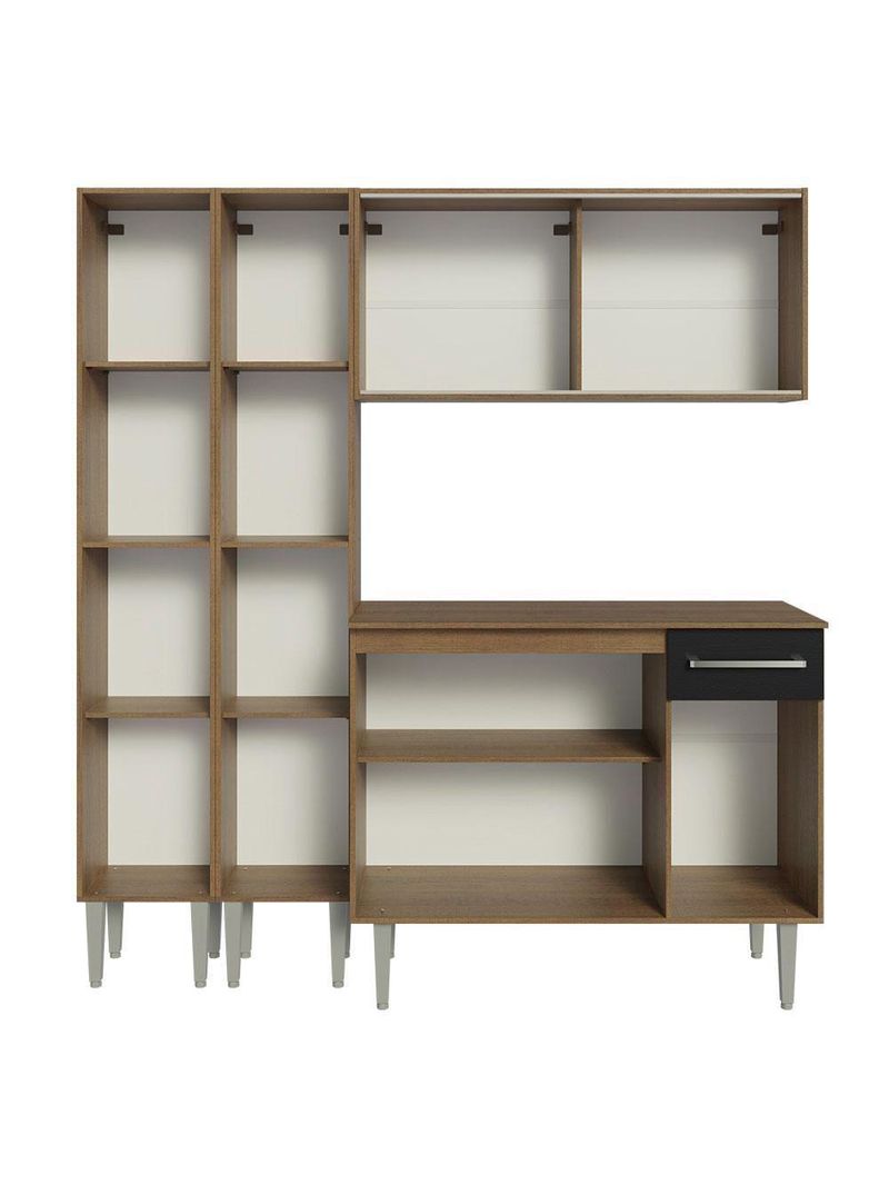 Armário De Cozinha Compacta 169cm Rustic/preto Emilly Madesa 09 Rustic/preto Rustic/preto