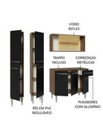 Armário De Cozinha Compacta 169cm Rustic/preto Emilly Madesa 09 Rustic/preto Rustic/preto