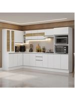 Armário De Cozinha Completa De Canto 100% Mdf 447 Cm Smart Madesa 02 Branco