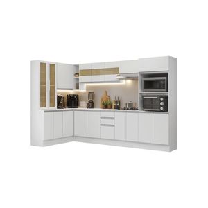 Armário De Cozinha Completa De Canto 100% Mdf 447 Cm Smart Madesa 02 Branco