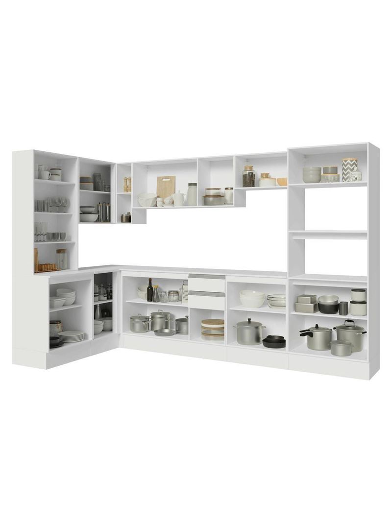 Armário De Cozinha Completa De Canto 100% Mdf 447 Cm Smart Madesa 02 Branco