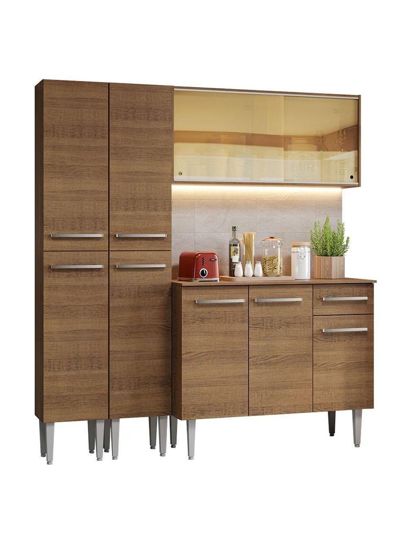 Armário De Cozinha Compacta 169cm Rustic Emilly Madesa 09 Rustic Rustic