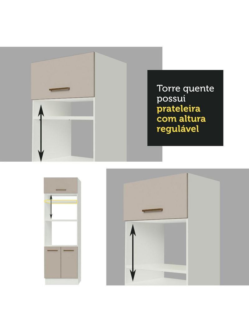 Armário De Cozinha Completa 270cm Branco/crema Agata Madesa 01 Branco/crema Branco/crema