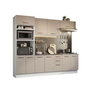 Armário De Cozinha Completa 270cm Branco/crema Agata Madesa 01 Branco/crema Branco/crema