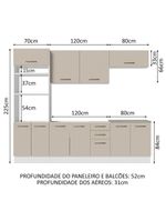 Armário De Cozinha Completa 270cm Branco/crema Agata Madesa 01 Branco/crema Branco/crema