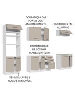 Armário De Cozinha Completa 270cm Branco/crema Agata Madesa 01 Branco/crema Branco/crema