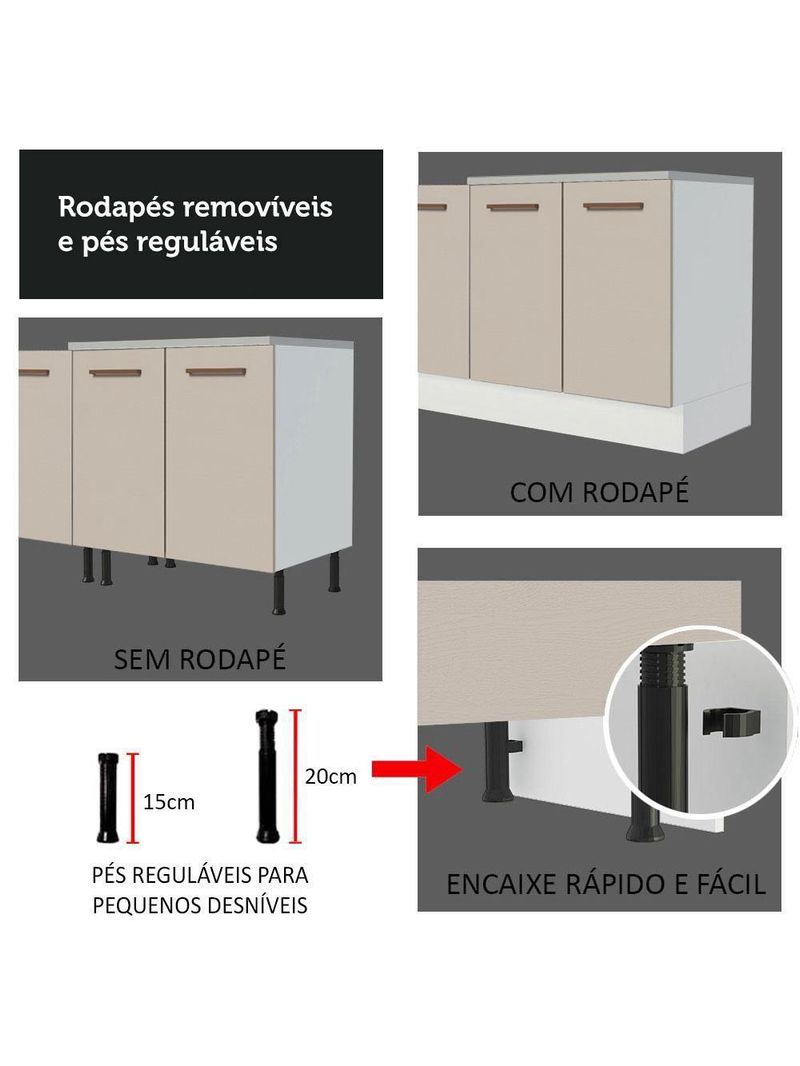 Armário De Cozinha Completa 270cm Branco/crema Agata Madesa 01 Branco/crema Branco/crema