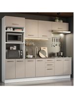 Armário De Cozinha Completa 270cm Branco/crema Agata Madesa 01 Branco/crema Branco/crema