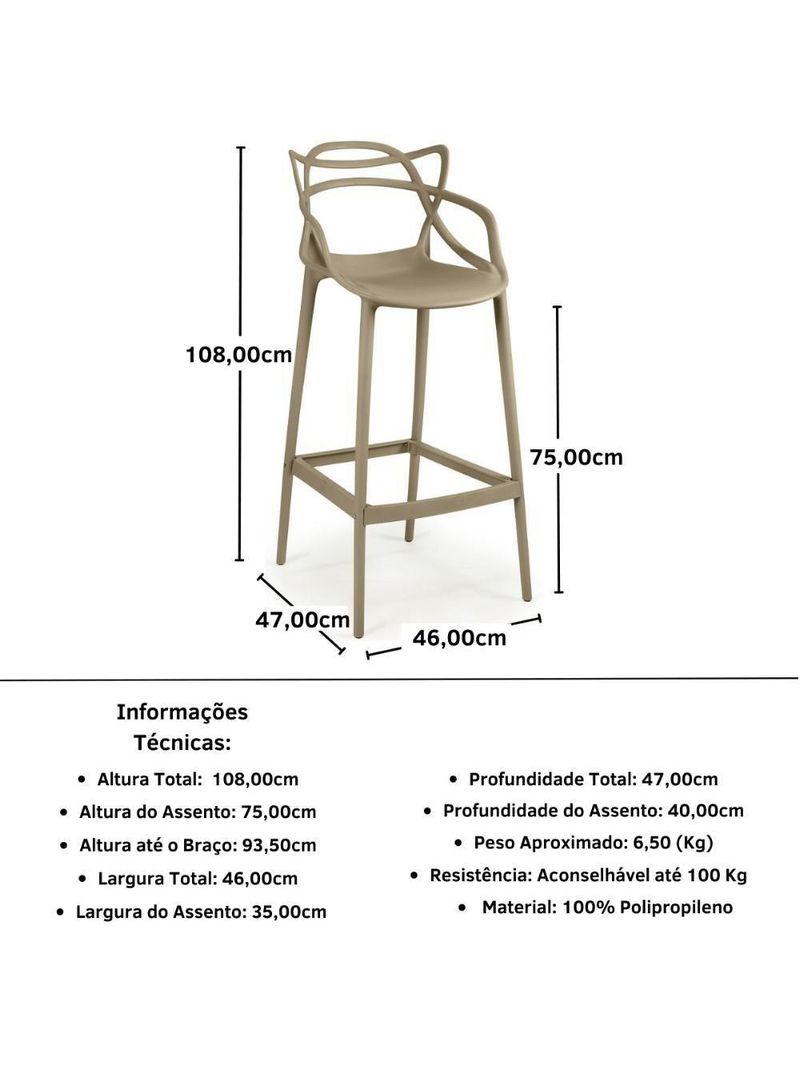 Banqueta Alta Allegra Design Cozinha/bancada - Nude