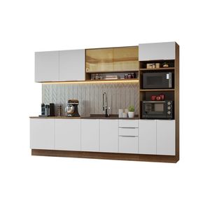 Armário De Cozinha Completa 310cm Stella Madesa 02 Rustic/branco