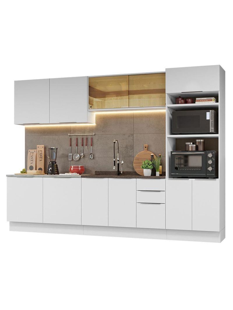 Armário De Cozinha Completa 310cm Stella Madesa 03 Branco