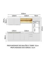 Armário De Cozinha Completa 310cm Stella Madesa 03 Branco