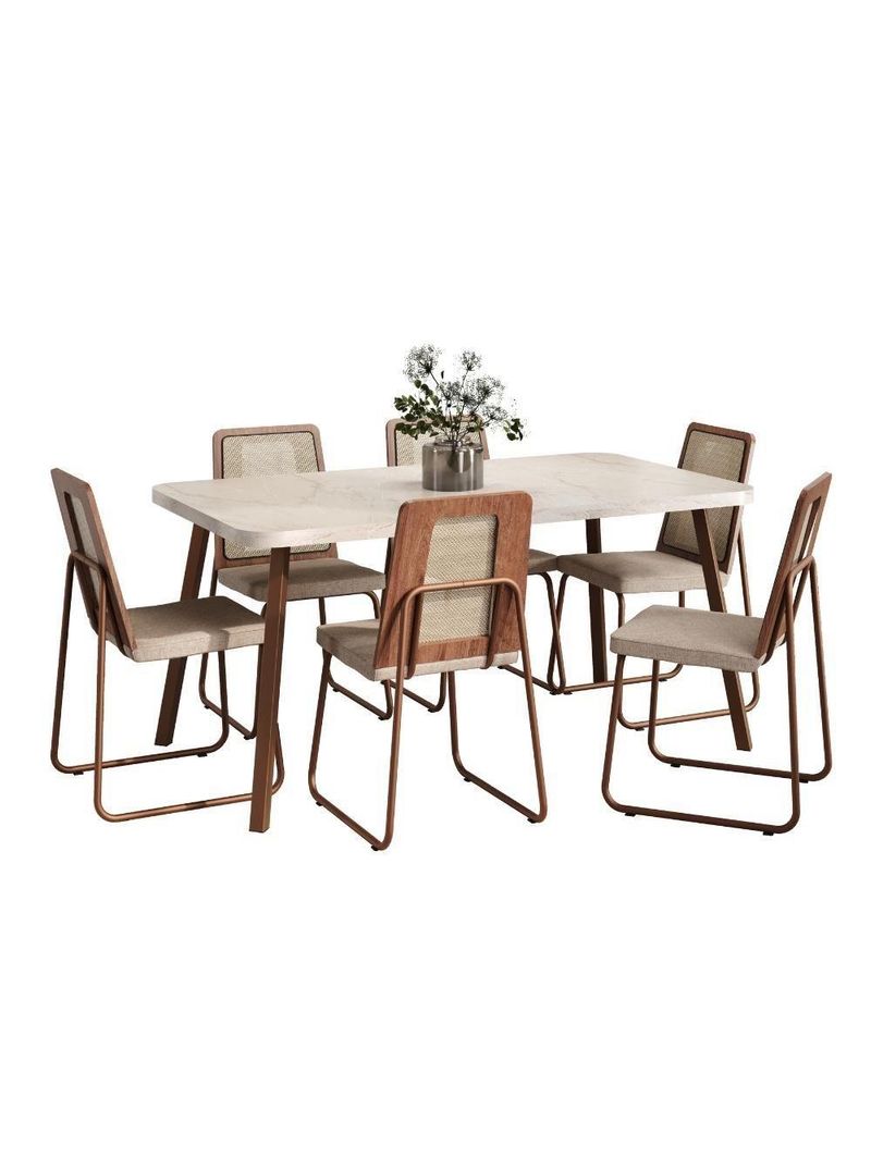 Conjunto Sala De Jantar 6 Cadeiras Catânia Carraro Petra E Rosê