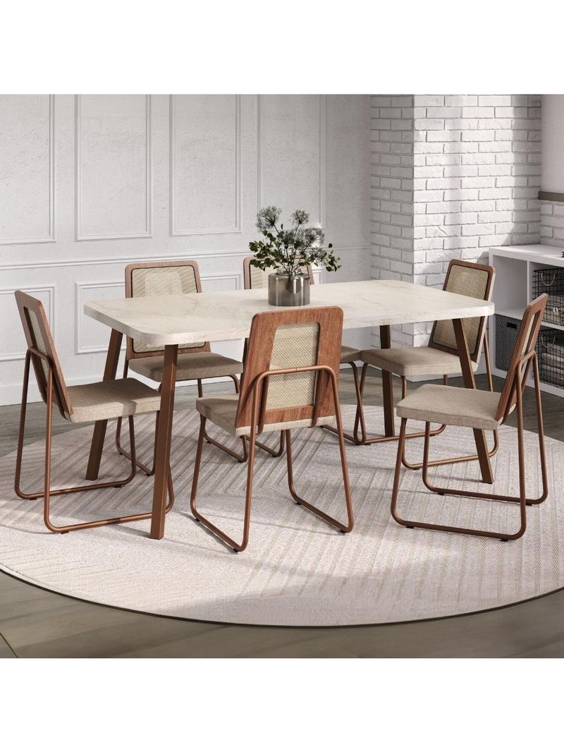 Conjunto Sala De Jantar 6 Cadeiras Catânia Carraro Petra E Rosê