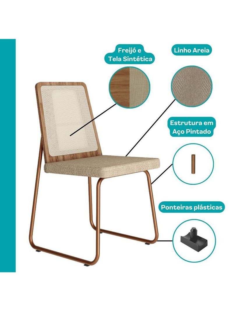 Conjunto Sala De Jantar 6 Cadeiras Catânia Carraro Petra E Rosê