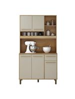 Armário De Cozinha Ametista revestido na cor Cinamomo Off White - Valdemóveis