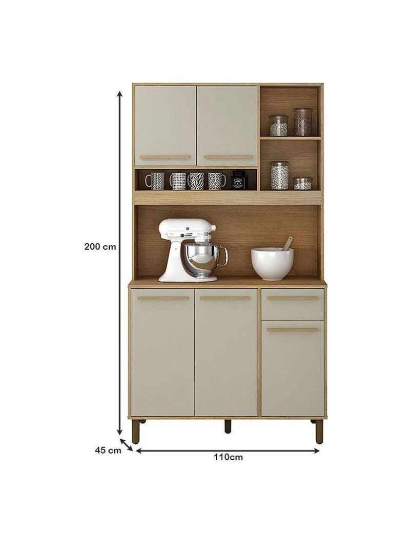 Armário De Cozinha Ametista revestido na cor Cinamomo Off White - Valdemóveis