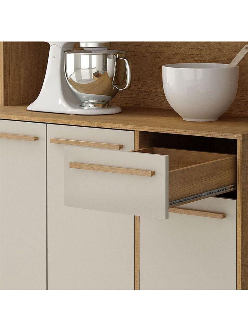 Armário De Cozinha Ametista revestido na cor Cinamomo Off White - Valdemóveis