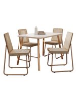 Conjunto Sala De Jantar 4 Cadeiras Dácia Carraro Gelo E Rosê