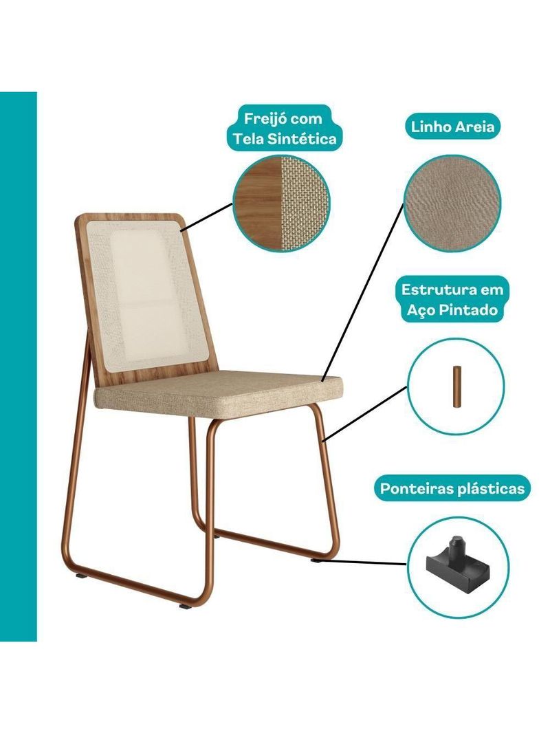 Conjunto Sala De Jantar 4 Cadeiras Dácia Carraro Gelo E Rosê