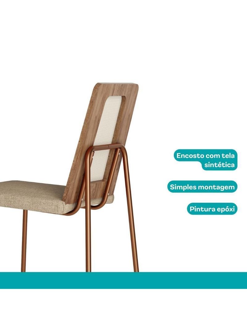 Conjunto Sala De Jantar 4 Cadeiras Dácia Carraro Gelo E Rosê