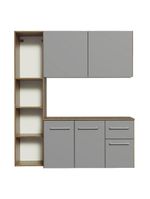 Armário De Cozinha Compacta 120cm Rustic/cinza Easy Madesa Rustic/cinza Rustic/cinza