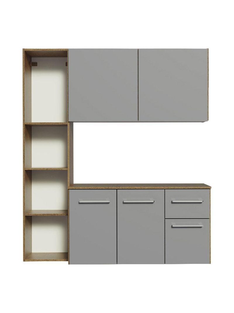 Armário De Cozinha Compacta 120cm Rustic/cinza Easy Madesa Rustic/cinza Rustic/cinza