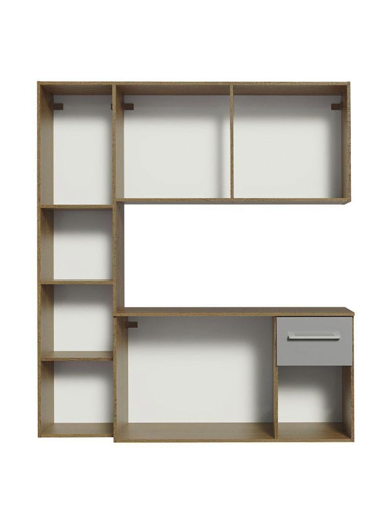 Armário De Cozinha Compacta 120cm Rustic/cinza Easy Madesa Rustic/cinza Rustic/cinza