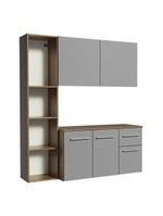 Armário De Cozinha Compacta 120cm Rustic/cinza Easy Madesa Rustic/cinza Rustic/cinza