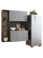 Armário De Cozinha Compacta 120cm Rustic/cinza Easy Madesa Rustic/cinza Rustic/cinza