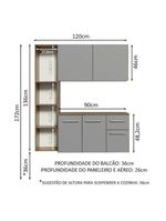 Armário De Cozinha Compacta 120cm Rustic/cinza Easy Madesa Rustic/cinza Rustic/cinza