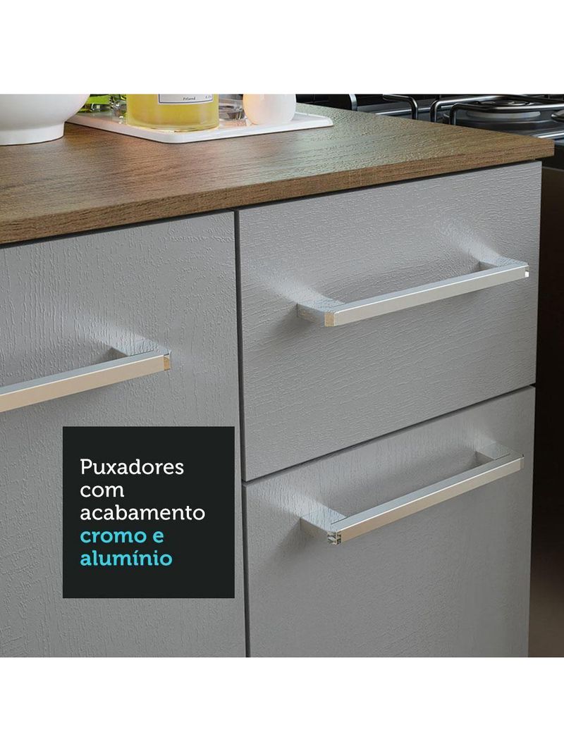 Armário De Cozinha Compacta 120cm Rustic/cinza Easy Madesa Rustic/cinza Rustic/cinza