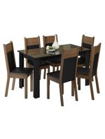 Conjunto Sala De Jantar Mesa Tampo De Vidro 6 Cadeiras Zoe Madesa Preto/rustic