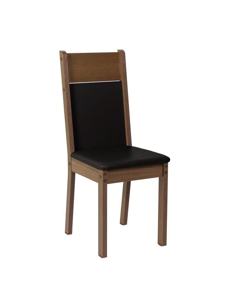 Conjunto Sala De Jantar Mesa Tampo De Vidro 6 Cadeiras Zoe Madesa Preto/rustic
