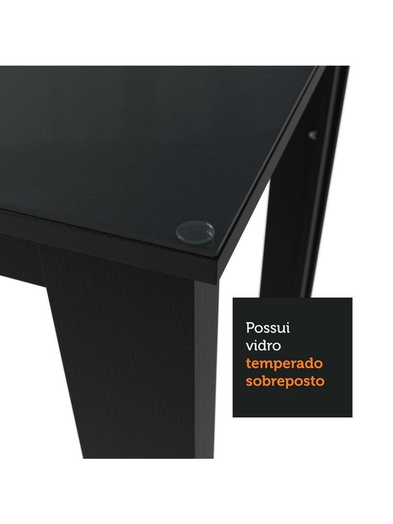 Conjunto Sala De Jantar Mesa Tampo De Vidro 6 Cadeiras Zoe Madesa Preto/rustic