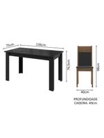 Conjunto Sala De Jantar Mesa Tampo De Vidro 6 Cadeiras Zoe Madesa Preto/rustic