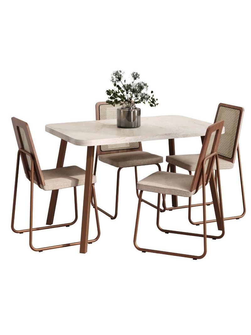 Conjunto Sala De Jantar 4 Cadeiras Trento Carraro Petra E Rosê