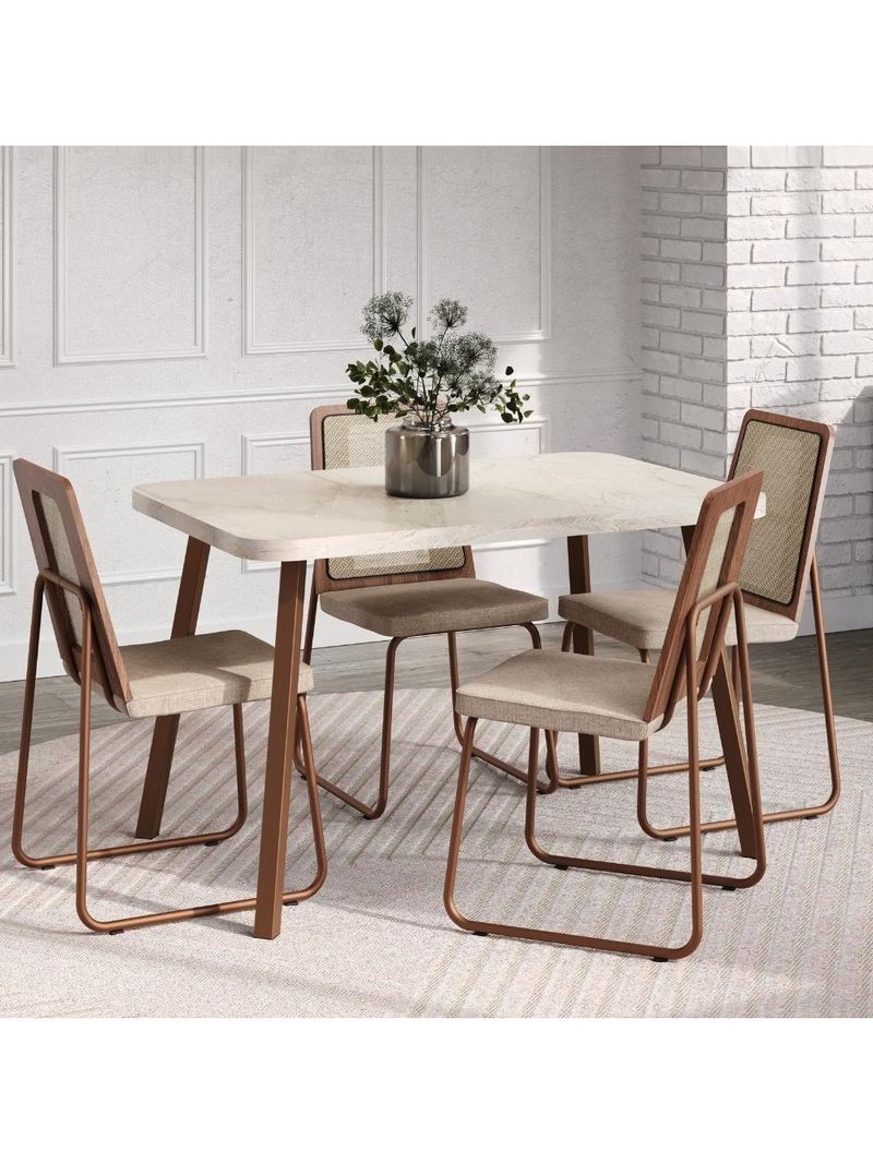 Conjunto Sala De Jantar 4 Cadeiras Trento Carraro Petra E Rosê