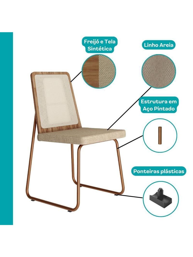 Conjunto Sala De Jantar 4 Cadeiras Trento Carraro Petra E Rosê