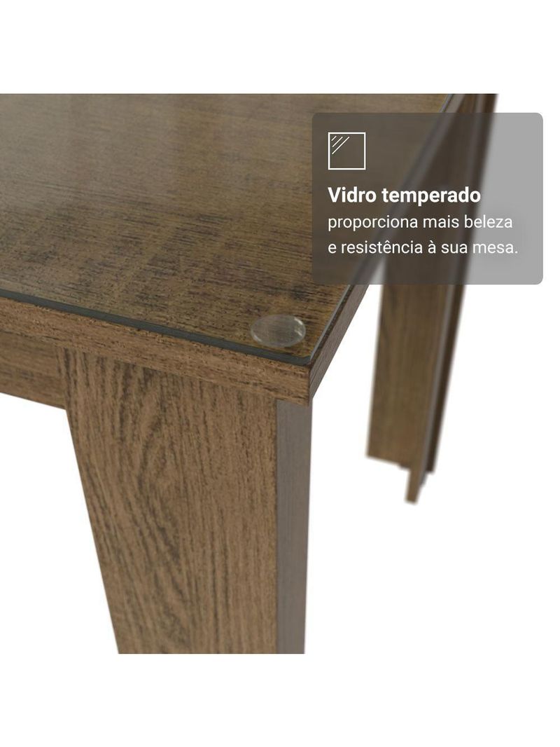 Conjunto Sala De Jantar Mesa Tampo De Vidro 6 Cadeiras Odara Madesa Rustic/imperial