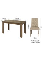 Conjunto Sala De Jantar Mesa Tampo De Vidro 6 Cadeiras Odara Madesa Rustic/imperial