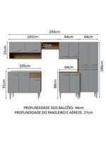 Armário De Cozinha Completa 293cm Com Pia Rustic/cinza Emilly Madesa 09 Rustic/cinza Rustic/cinza
