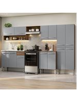Armário De Cozinha Completa 293cm Com Pia Rustic/cinza Emilly Madesa 09 Rustic/cinza Rustic/cinza
