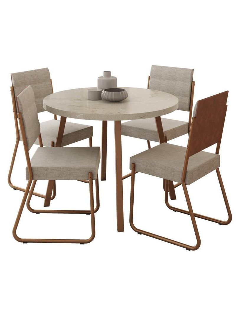 Conjunto Sala De Jantar 4 Cadeiras Dália Carraro Petra Rose