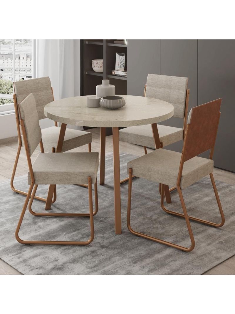Conjunto Sala De Jantar 4 Cadeiras Dália Carraro Petra Rose