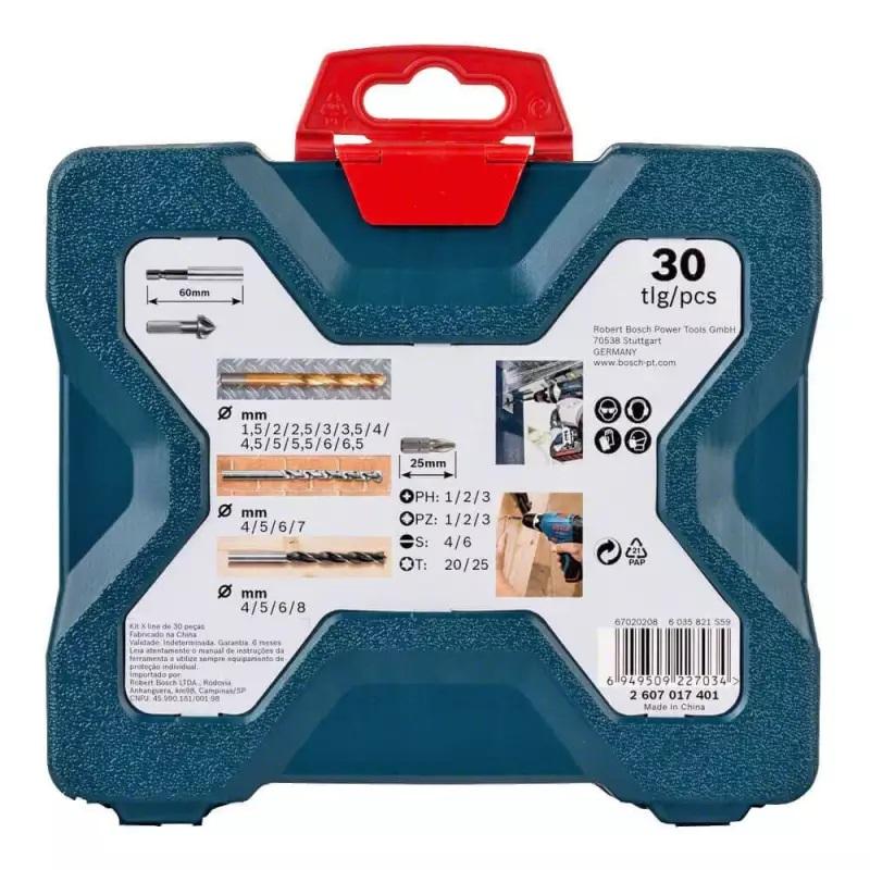 Parafusadeira e Furadeira Elétrica 400W 3/8 POL GSR 7-14E + Estojo 34 Peças X-Line Titânio BOSCH