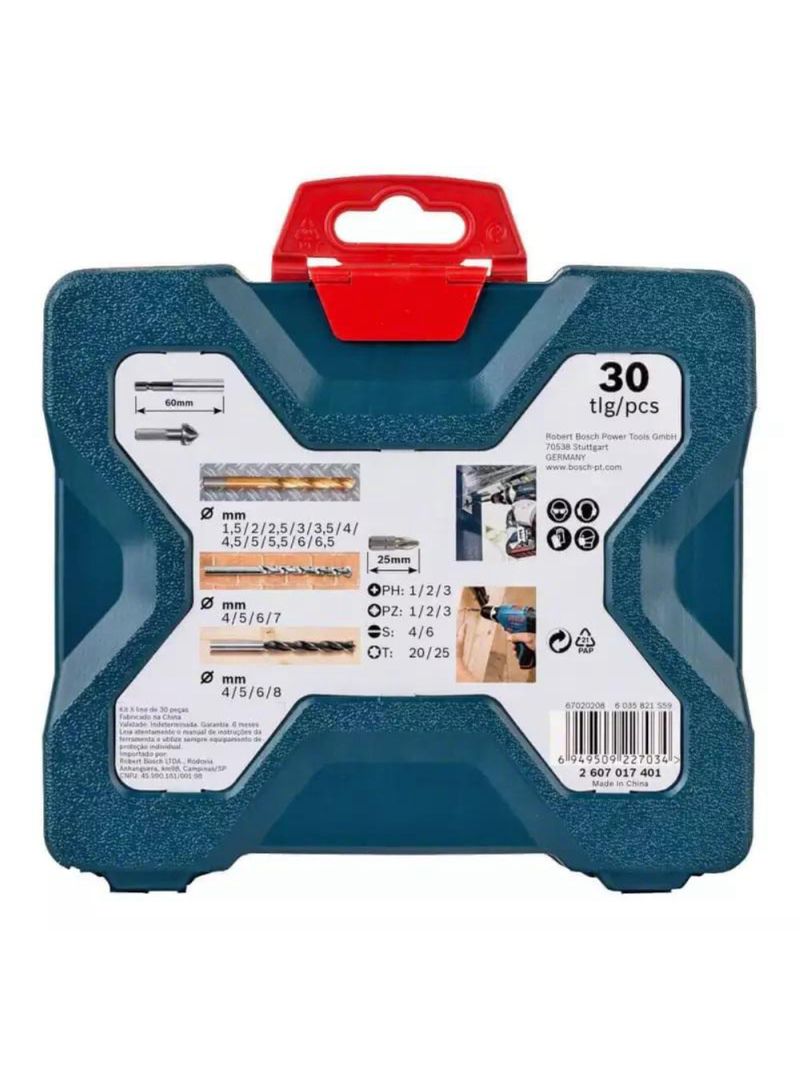 Parafusadeira e Furadeira Elétrica 400W 3/8 POL GSR 7-14E + Estojo 34 Peças X-Line Titânio BOSCH