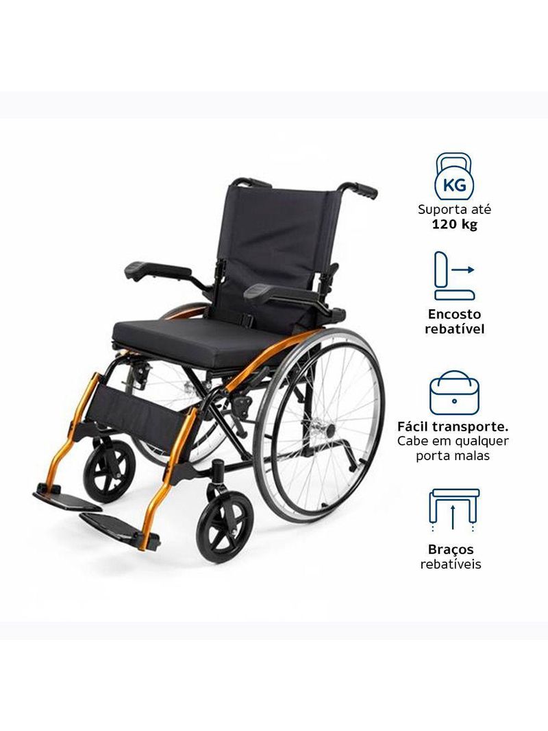 Cadeira de Rodas Dellamed em Alumínio até 120KG D600 POP