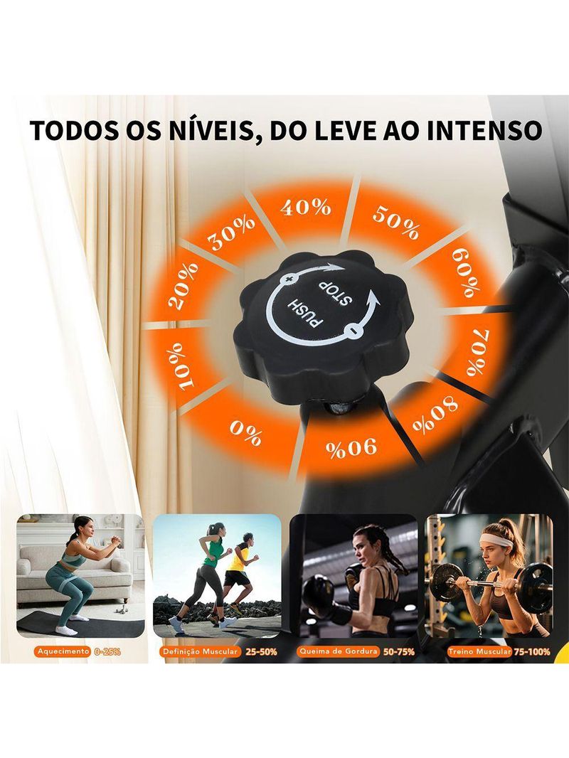 Bicicleta Ergométrica Spinning Gallant Power X Mecânica Ate 120kg Roda De Inercia 6kg (GSB06HBTB-PT)