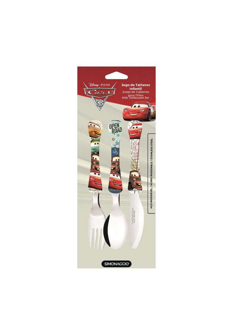 Conjunto carros, pratos,  caneca, garrafa, talheres - nt